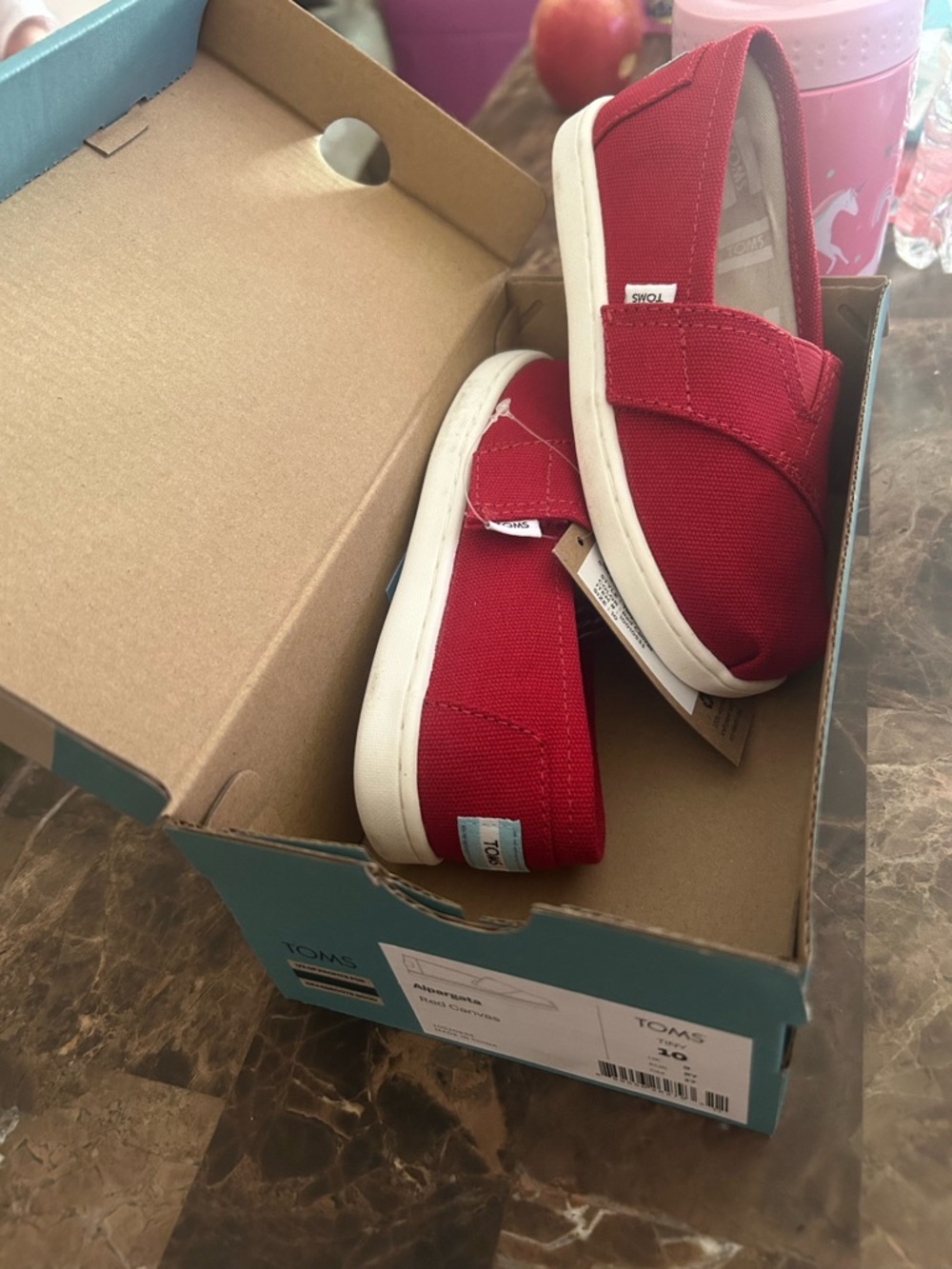 Toms Kids Red Canvas Slip-On Sneakers